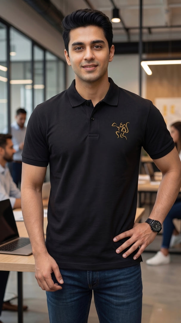 Flying Hanuman ji Polo T-shirt | Signature Gold Edition